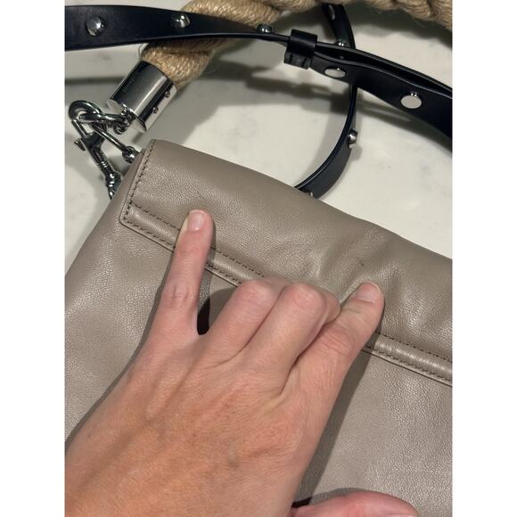 All Saints Harri Crossbody Bag Tan Black Rope Handle Purse Handbag Allsaints - Picture 10 of 13